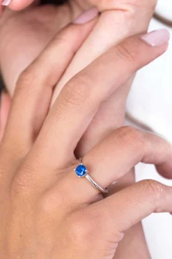 ZINZI zilveren aanschuifring rond donkerblauw ZIR1300Q