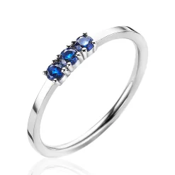 ZINZI zilveren aanschuifring chaton gezet donkerblauw ZIR2127B