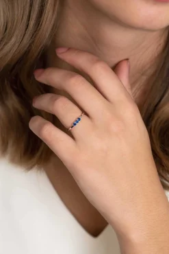 ZINZI zilveren aanschuifring chaton gezet donkerblauw ZIR2127B