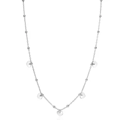 ZINZI zilveren ankerketting met kleine bolletjes en vijf gladde hartjes 42-45cm ZIC2531