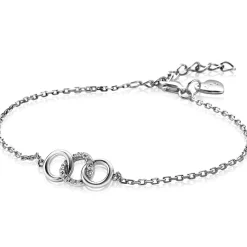 ZINZI zilveren armband 3 open rondjes verbonden wit ZIA2045