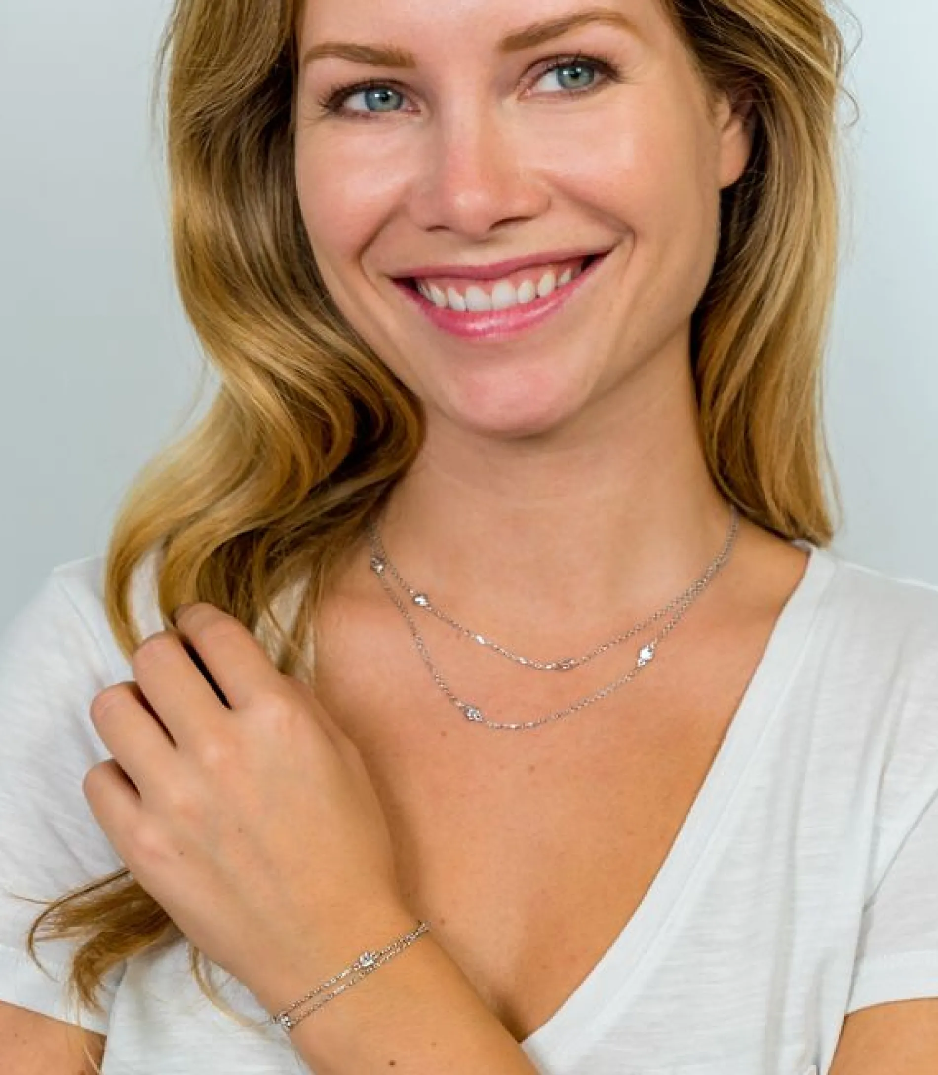 ZINZI zilveren armband dubbel hartje wit ZIA1721