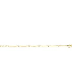 ZINZI zilveren armband extra 14K geel verguld gourmet schakel met witte ronde zirconia's ZIA2263G