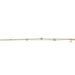 ZINZI zilveren armband geel verguld dubbel hartje wit ZIA1721G