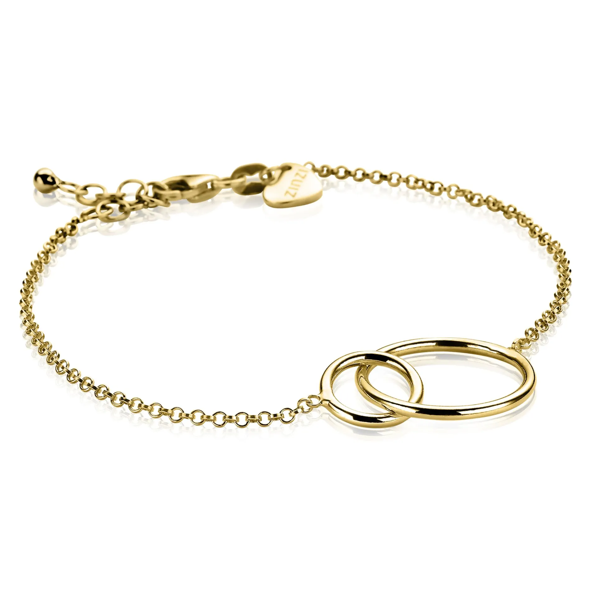 ZINZI zilveren armband geel verguld ronde vormen 16-19cm ZIA1278G