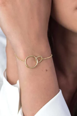 ZINZI zilveren armband geel verguld ronde vormen 16-19cm ZIA1278G