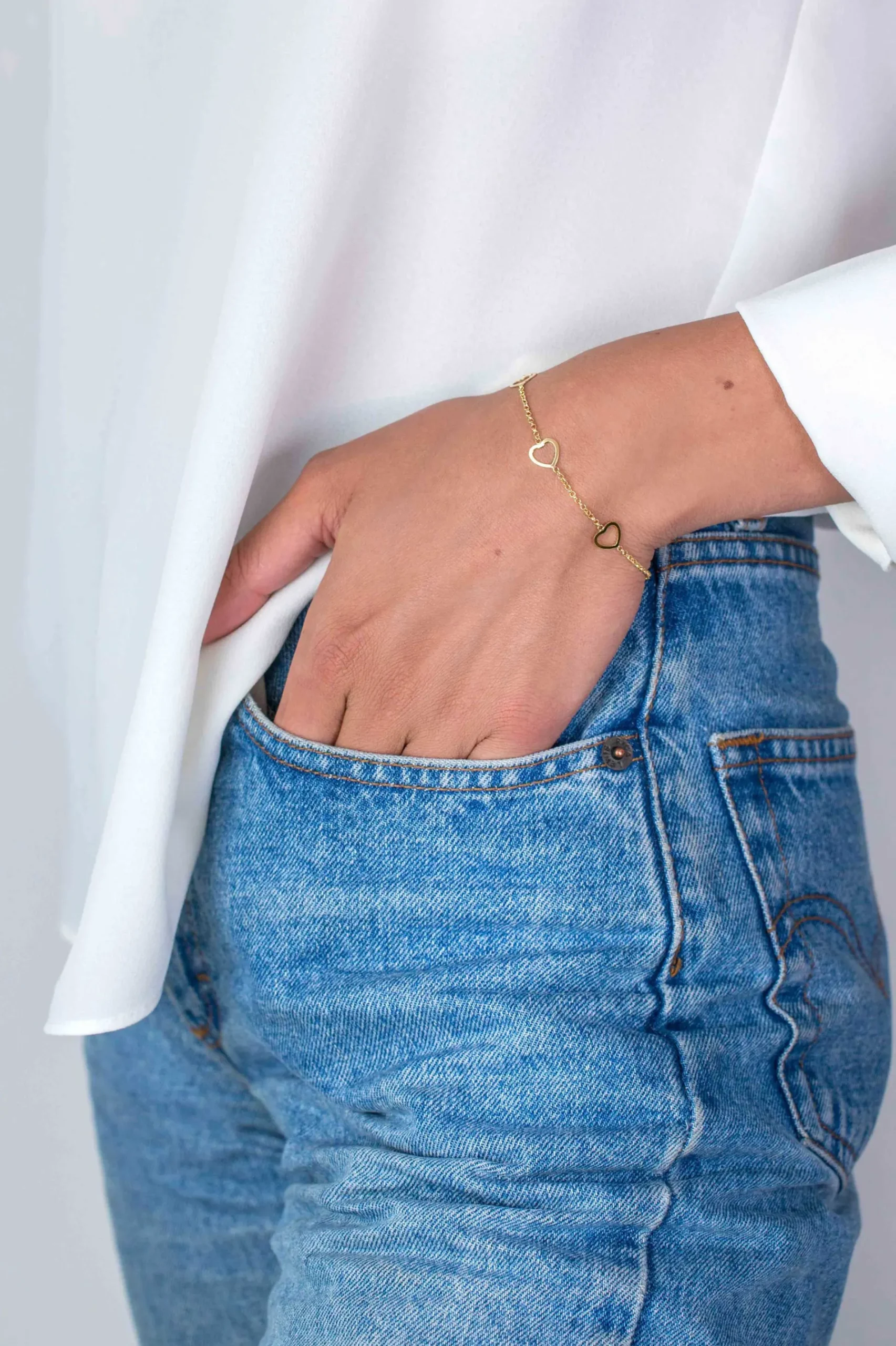 ZINZI zilveren armband geel verguld hart 17-20cm ZIA1188G