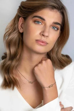 ZINZI zilveren armband geel verguld 3 open rondjes verbonden wit ZIA2045Y