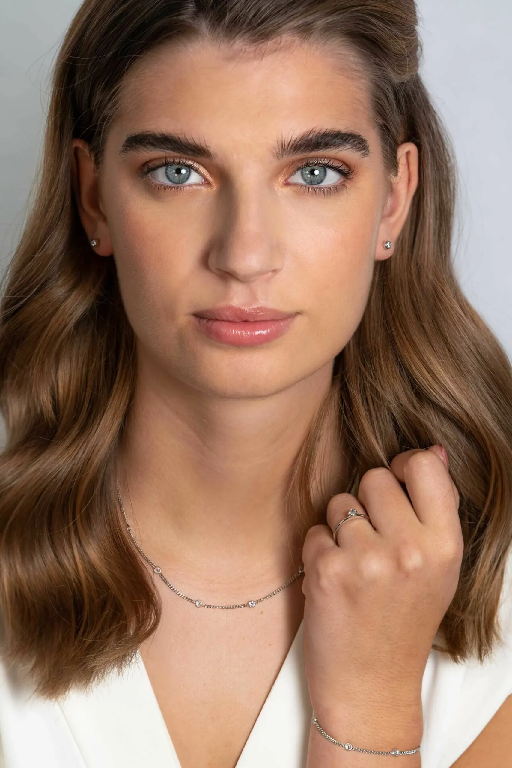 ZINZI zilveren armband gourmet schakel met witte ronde zirconia's ZIA2263