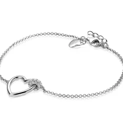 ZINZI zilveren armband hartje bol wit ZIA1755