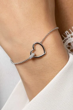 ZINZI zilveren armband hartje bol wit ZIA1755