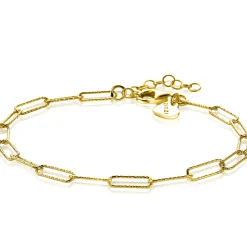 ZINZI zilveren armband in 14K geel verguld met trendy paperclip schakels van 3,4mm breed ZIA1992G