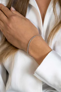 ZINZI zilveren armband, in het midden bezet met 21 witte zirconia's 16-19cm ZIA2370