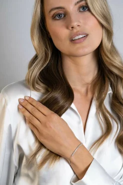 ZINZI zilveren armband, in het midden bezet met 21 witte zirconia's 16-19cm ZIA2370