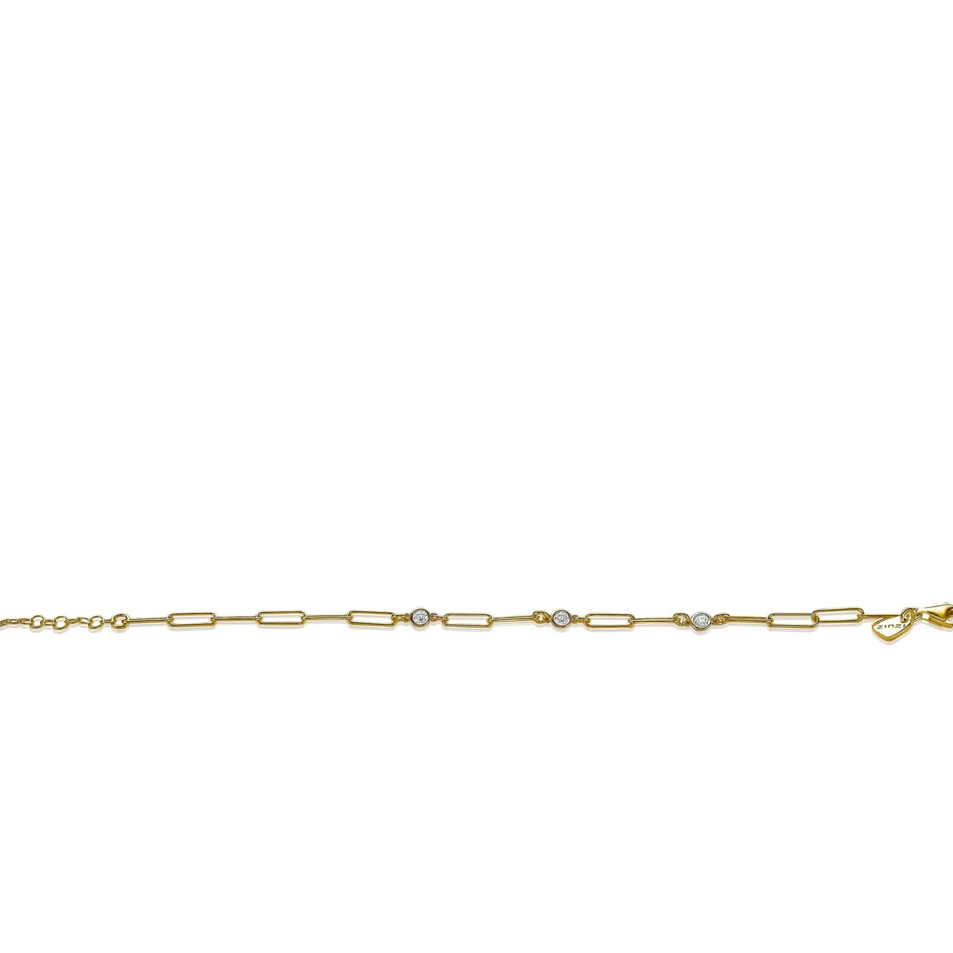 ZINZI zilveren armband 14K geel verguld paperclip schakel rond zirconia 17-20 cm ZIA2079Y