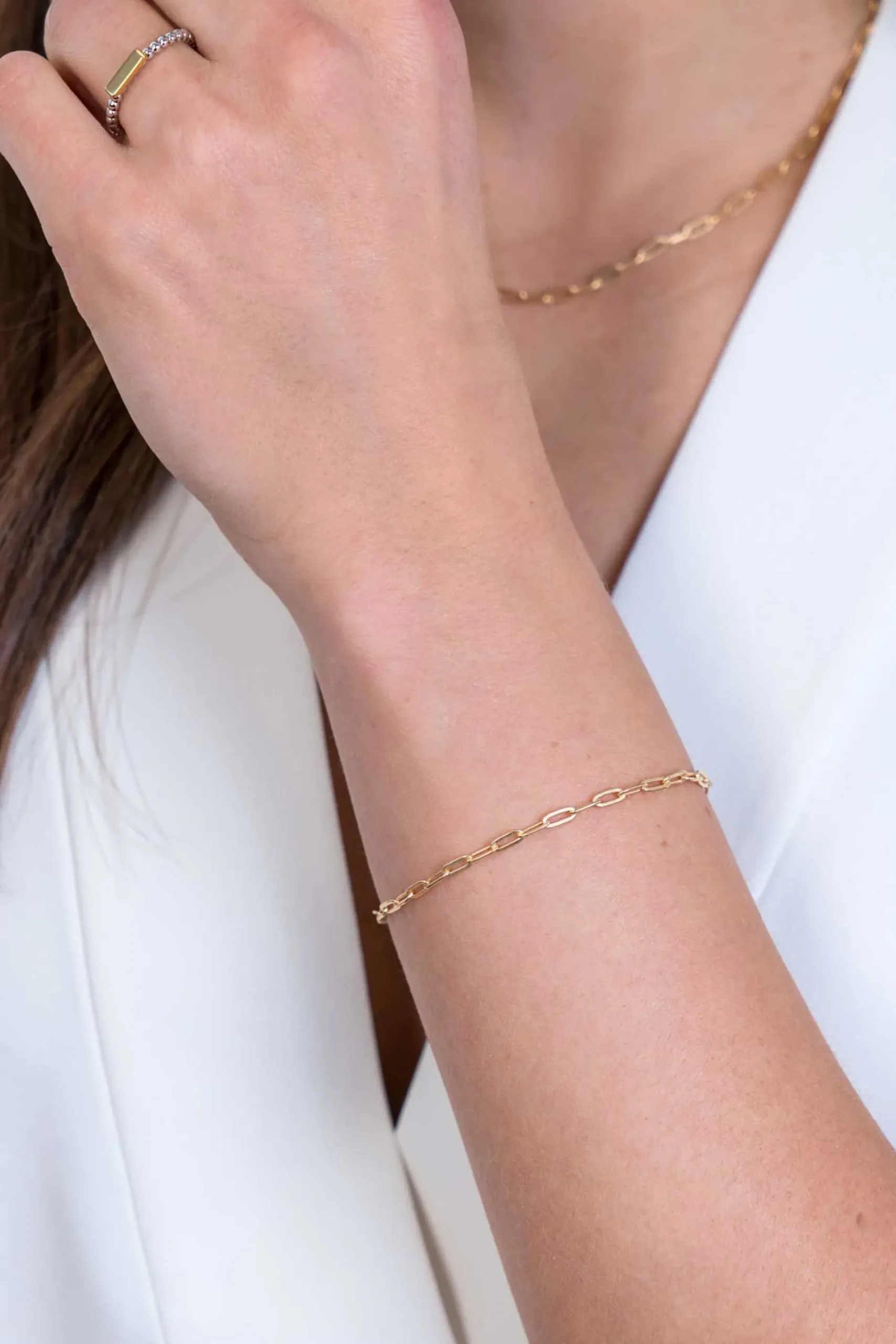 ZINZI zilveren armband 14K geel verguld 2,5mm paperclip schakel ZIA2150G