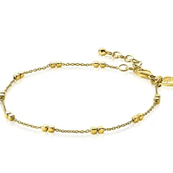 ZINZI zilveren armband 14K geel verguld vierkante blokjes 17-20cm ZIA2218G