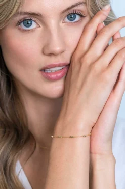 ZINZI zilveren armband 14K geel verguld vierkante blokjes 17-20cm ZIA2218G