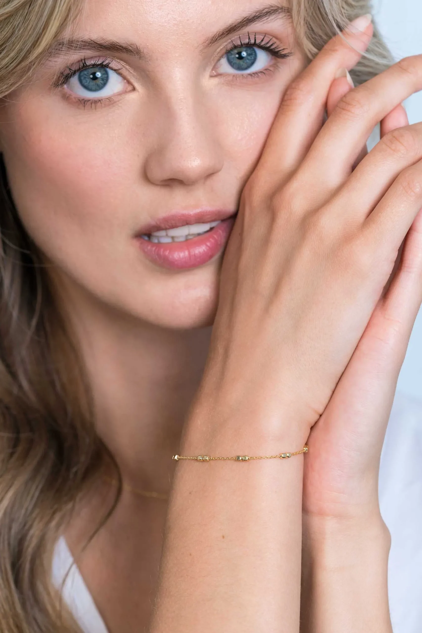 ZINZI zilveren armband 14K geel verguld vierkante blokjes 17-20cm ZIA2218G