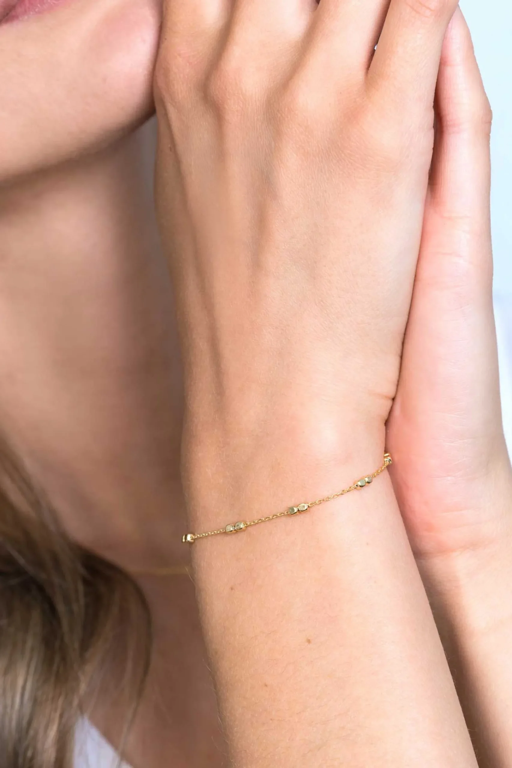 ZINZI zilveren armband 14K geel verguld vierkante blokjes 17-20cm ZIA2218G