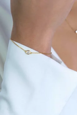 ZINZI zilveren armband 14K geel verguld rond wit ZIA1393Y