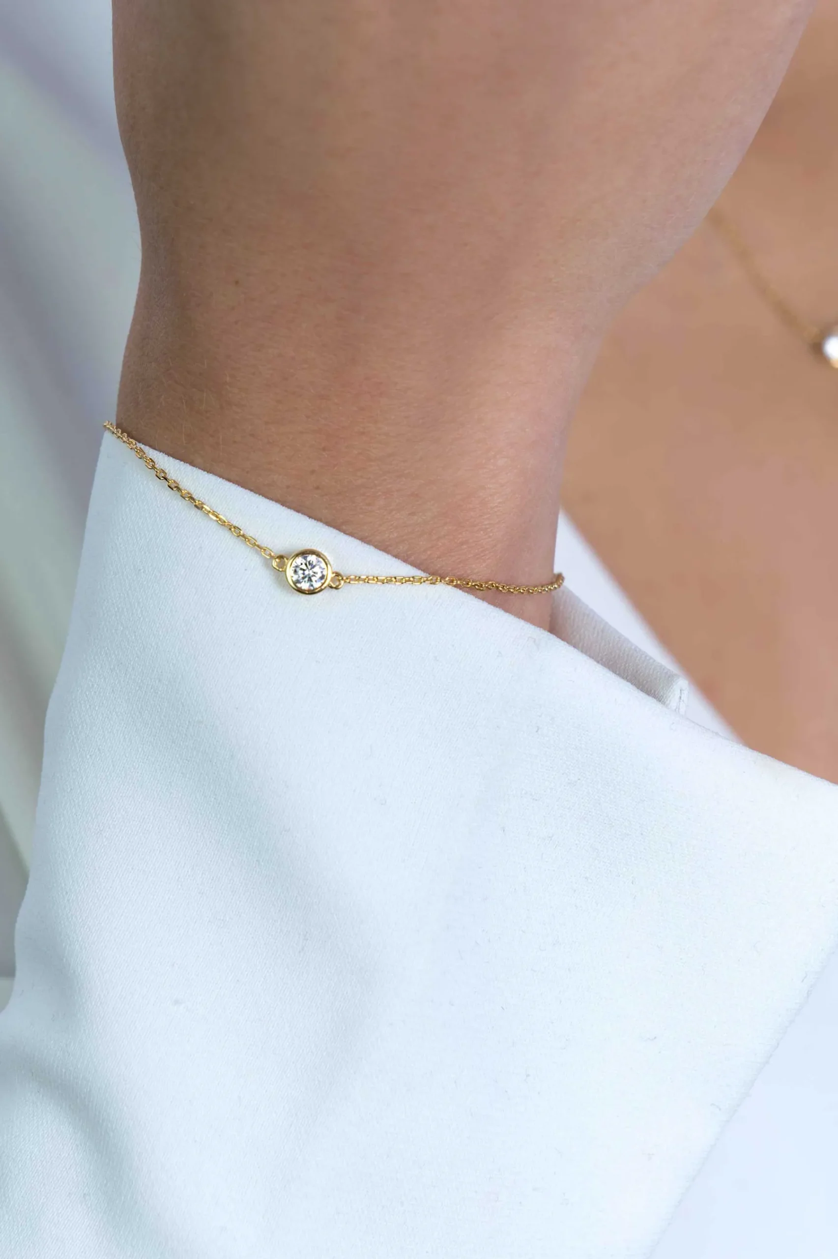 ZINZI zilveren armband 14K geel verguld rond wit ZIA1393Y