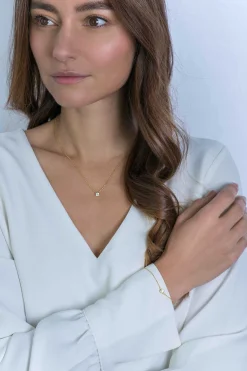 ZINZI zilveren armband 14K geel verguld rond wit ZIA1393Y