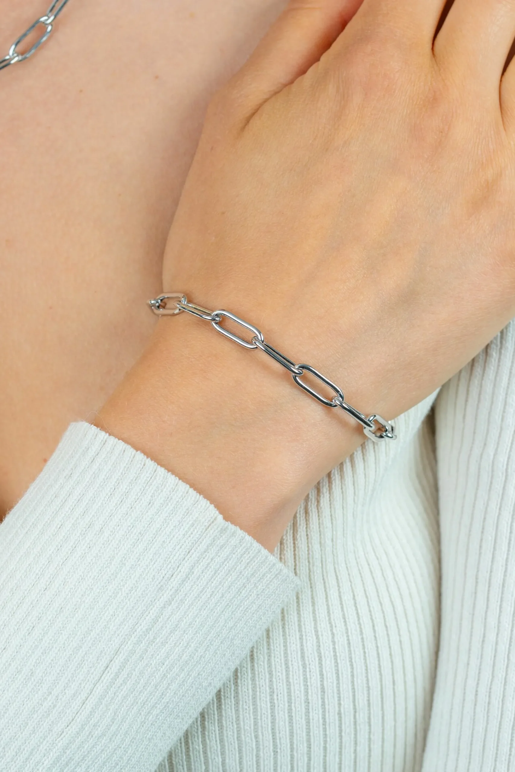 ZINZI zilveren armband met 5,5mm brede paperclip schakel 19cm ZIA2286