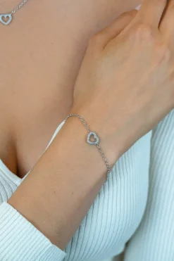 ZINZI zilveren armband met open hartje (9,5mm) voorzien van een bolstructuur 17-20cm ZIA2703
