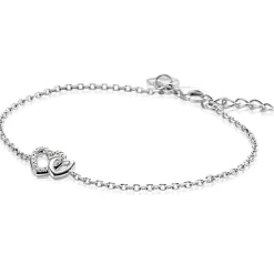 ZINZI zilveren armband met verbonden hartjes, witte zirkonia's 17-19cm ZIA2493