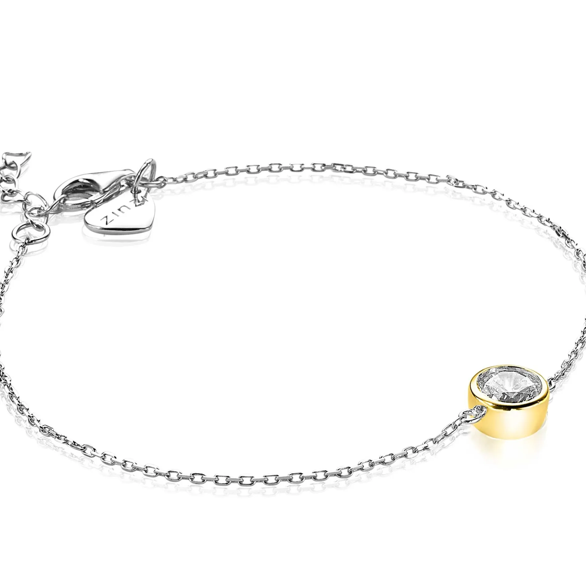 ZINZI zilveren armband met ronde zetting geelverguld wit 17-19cm ZIA1775G
