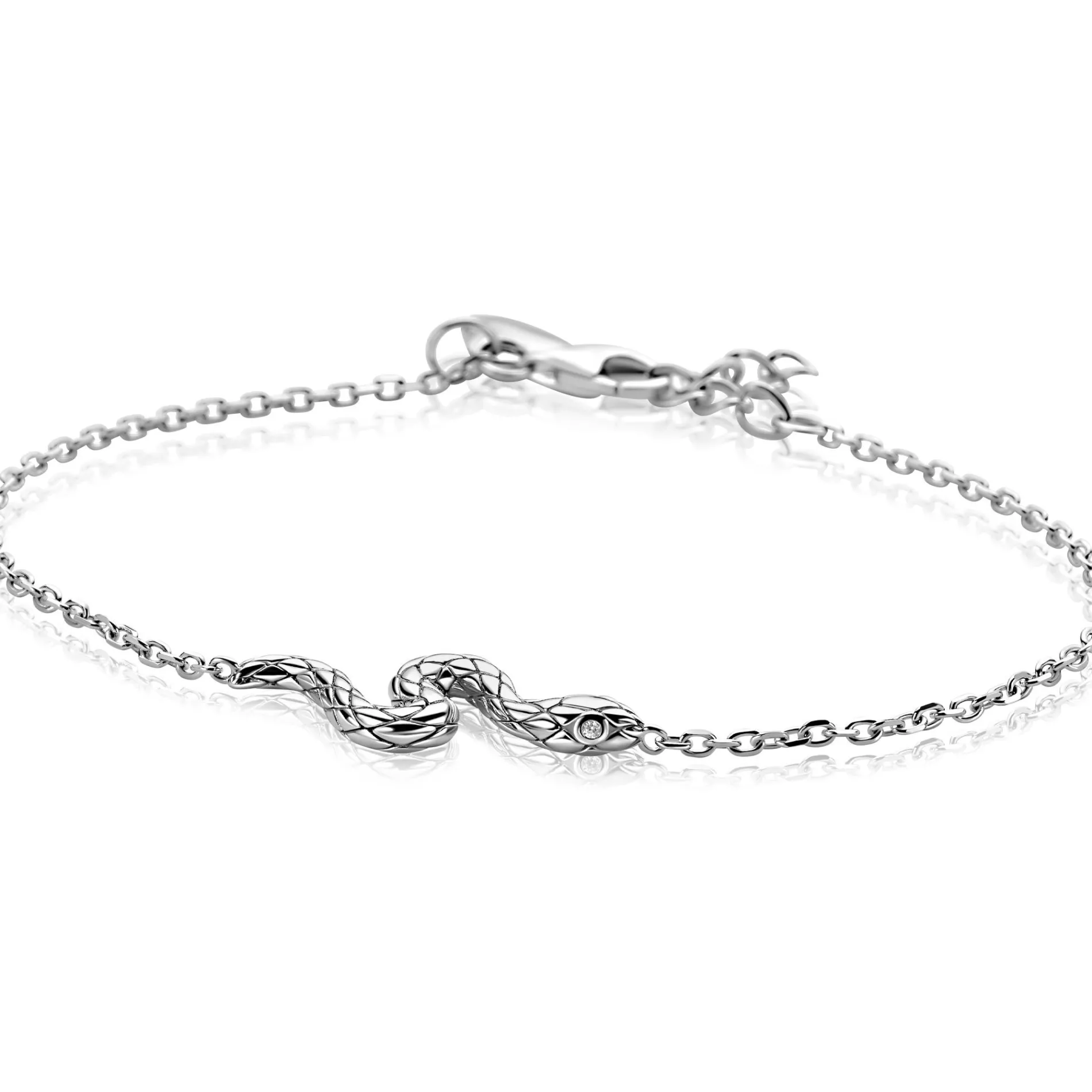ZINZI zilveren armband met elegante slang, witte zirkonia's ZIA2721