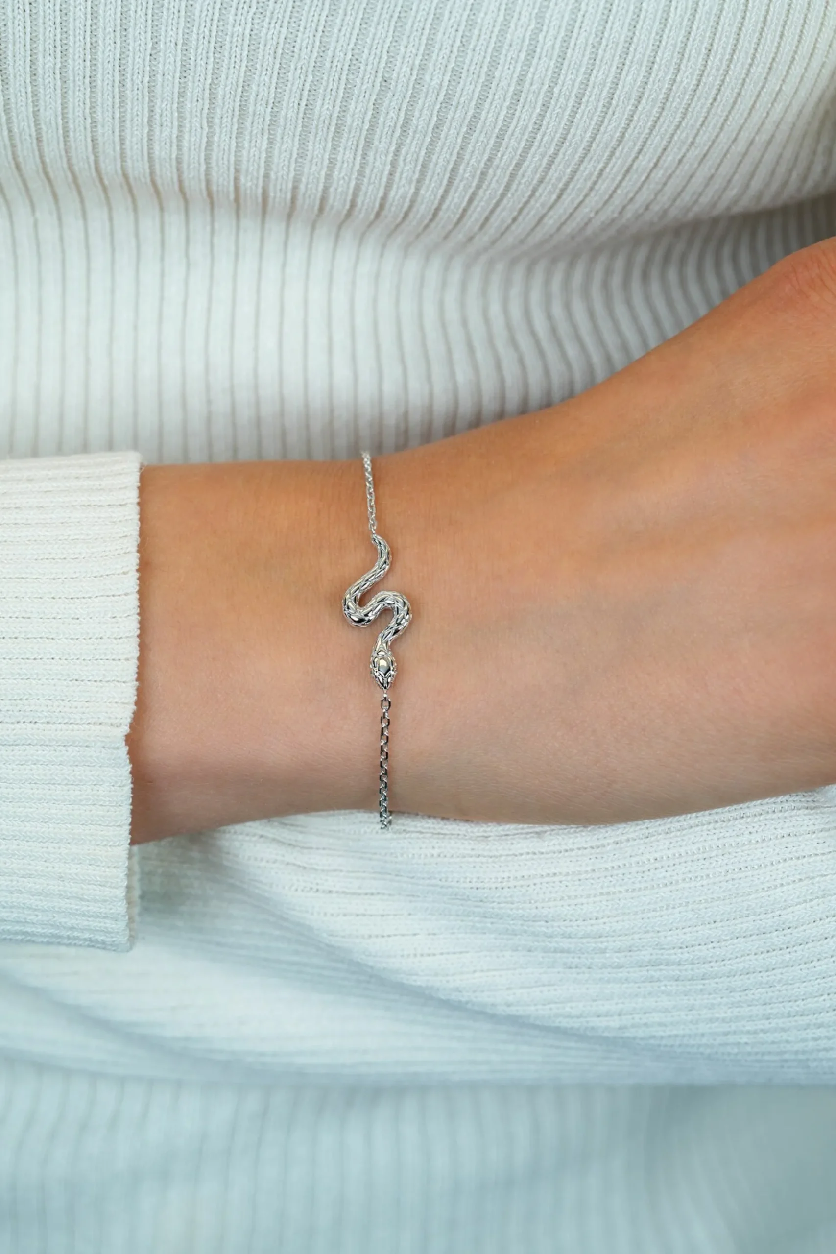 ZINZI zilveren armband met elegante slang, witte zirkonia's ZIA2721