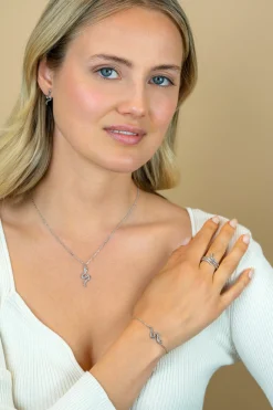 ZINZI zilveren armband met elegante slang, witte zirkonia's ZIA2721