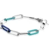 ZINZI zilveren armband met paperclip-schakels en trendy schakels in turquoise en lapisblauw 19cm ZIA2456