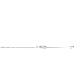 ZINZI zilveren armband met twee verbonden schakels: een rechthoekige bezet met witte zirconia's en een gladde ovale schakel 16,5-19,5cm ZIA2551