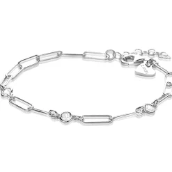 ZINZI zilveren armband paperclip schakel rond zirconia 17-20 cm ZIA2079