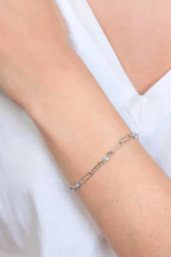 ZINZI zilveren armband paperclip schakel rond zirconia 17-20 cm ZIA2079