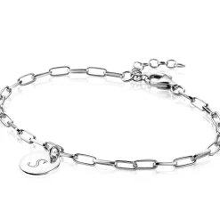 ZINZI zilveren armband paperclip schakel rond plaatje ZIA2166