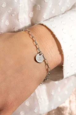 ZINZI zilveren armband paperclip schakel rond plaatje ZIA2166