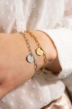 ZINZI zilveren armband paperclip schakel rond plaatje ZIA2166