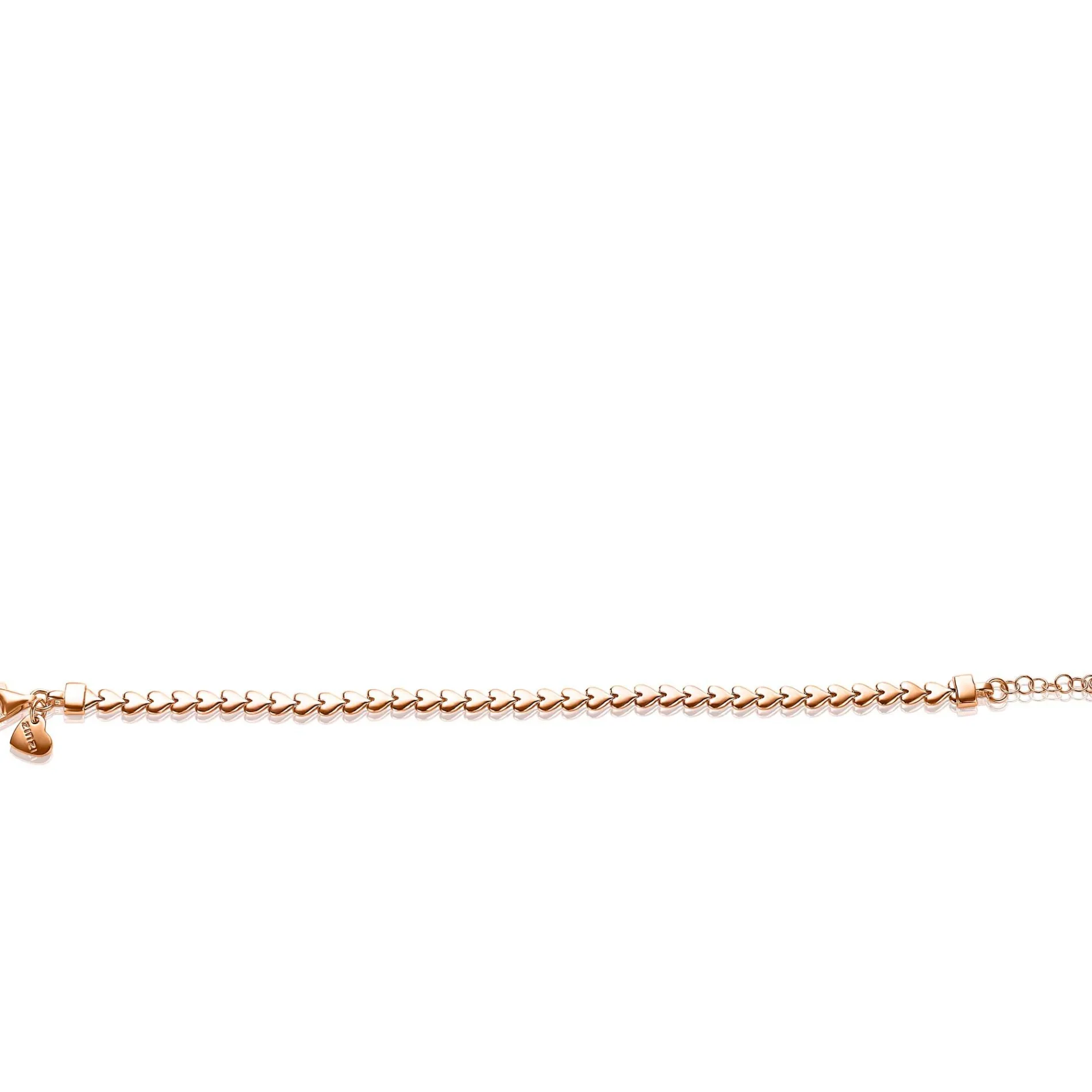ZINZI zilveren armband rosé verguld hartjes 4,5mm breed ZIA1798R