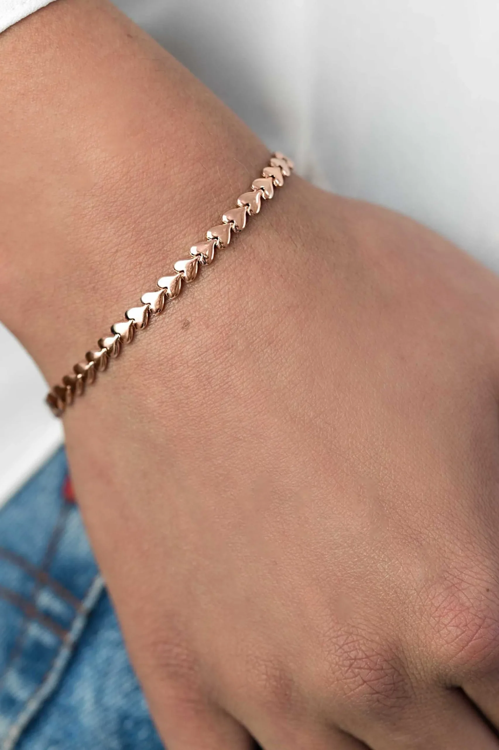 ZINZI zilveren armband rosé verguld hartjes 4,5mm breed ZIA1798R