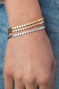 ZINZI zilveren armband rosé verguld hartjes 4,5mm breed ZIA1798R