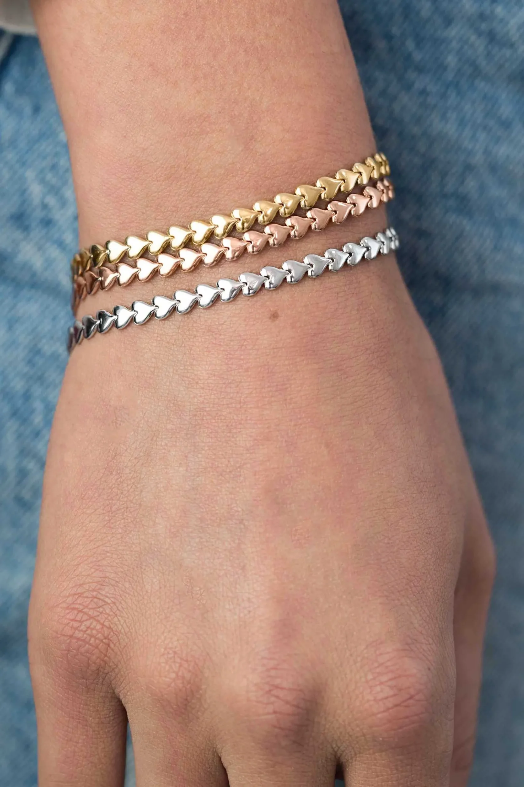 ZINZI zilveren armband rosé verguld hartjes 4,5mm breed ZIA1798R