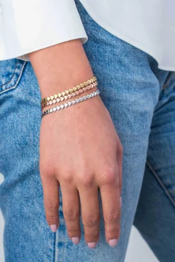 ZINZI zilveren armband rosé verguld hartjes 4,5mm breed ZIA1798R
