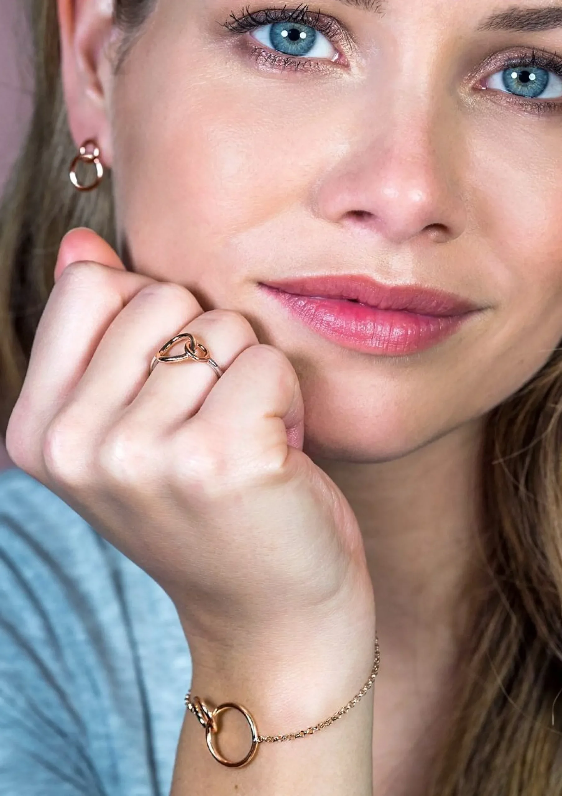 ZINZI zilveren armband rosé verguld ronde vormen 16-19cm ZIA1278R