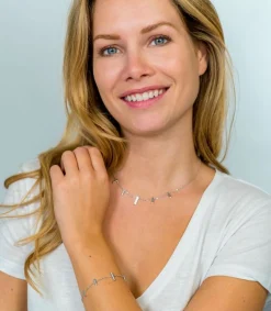 ZINZI zilveren armband staafjes wit ZIA1762