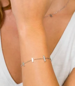 ZINZI zilveren armband staafjes wit ZIA1762