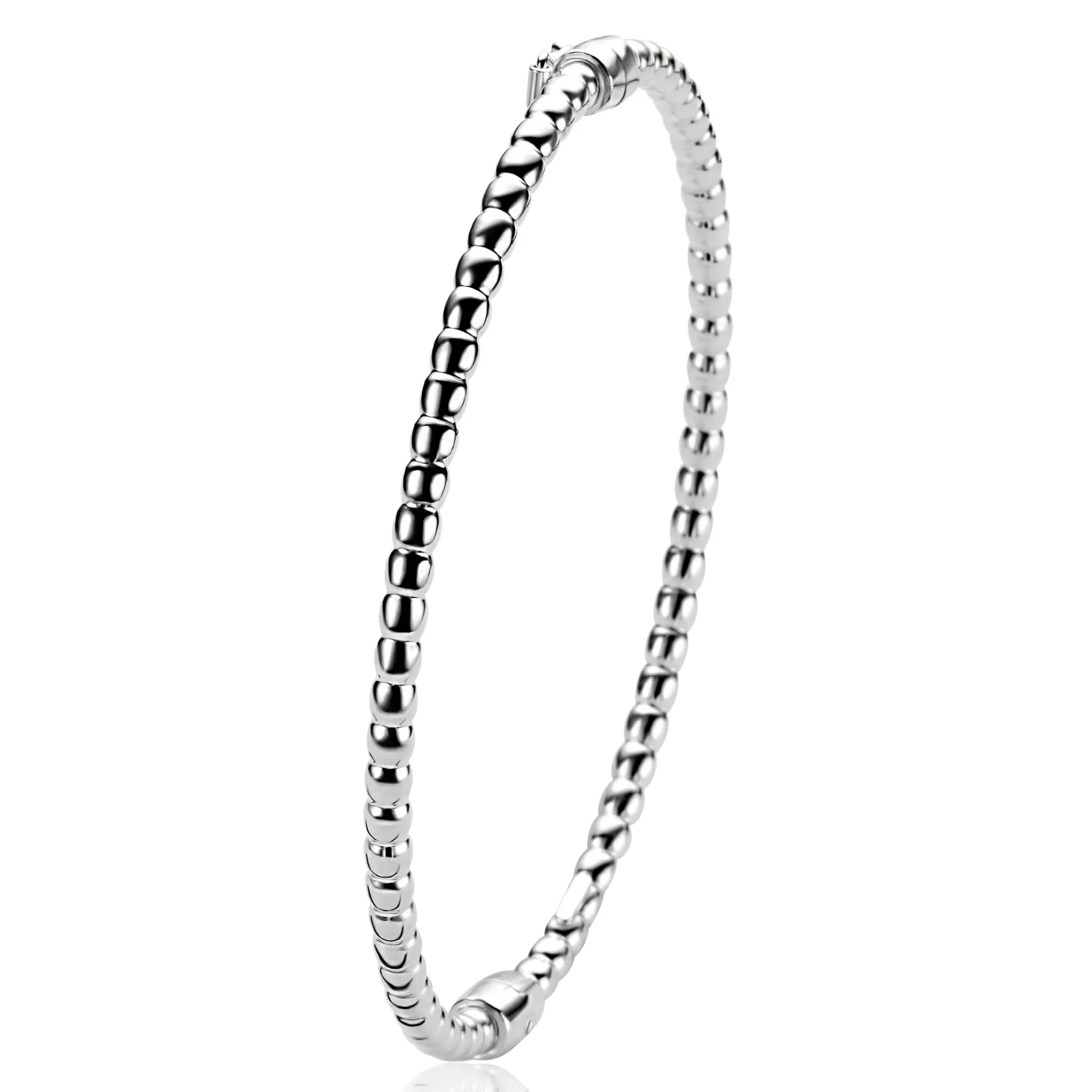 ZINZI zilveren bangle armband met bolletjes-motief 3mm en luxe scharniersluiting ZIA2755